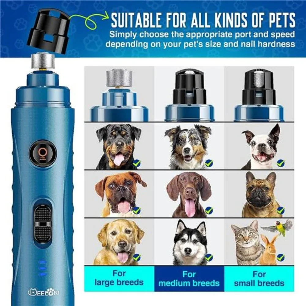 Dog Nail Grinder with LED Light Upgraded 2 Speeds Painless Pet Dog Nail Trimmers